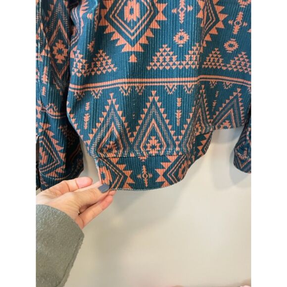 Dusty Corduroy Teal Sunset Aztec Western Jacket Women's Sz S - Picture 5 of 12